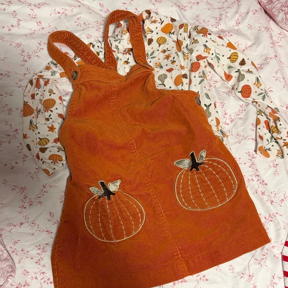 Orange Pumpkin Kids Overalls